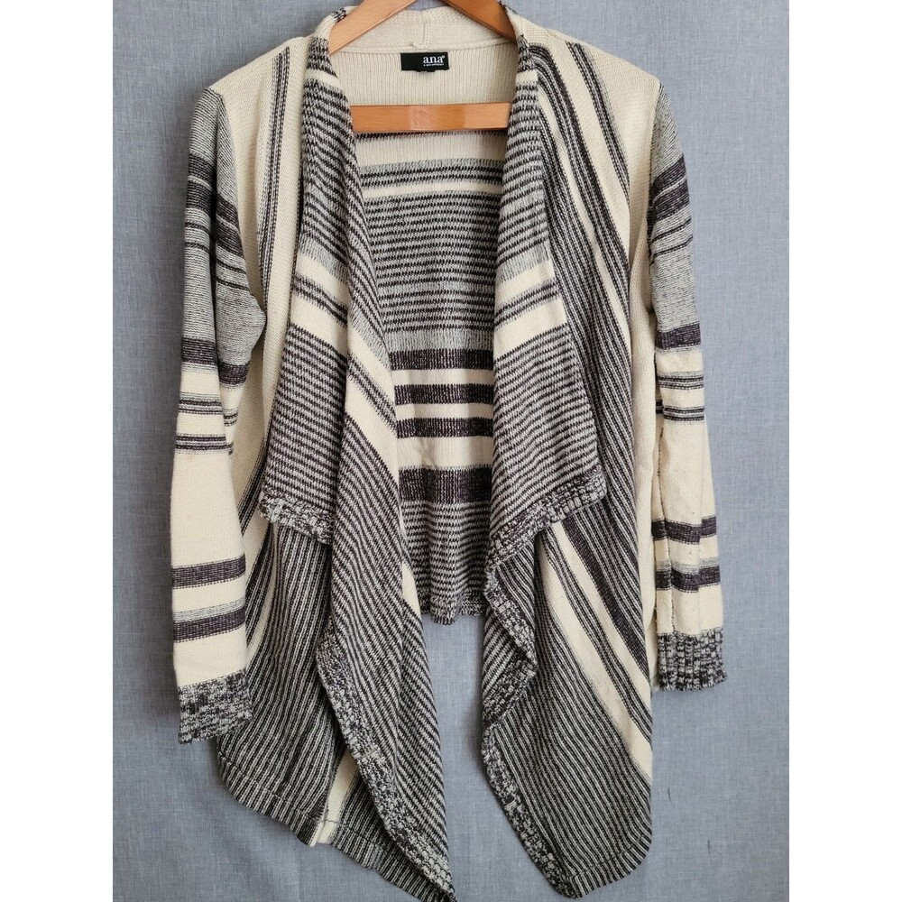 Open Draped Cardigan Black and Off White Large A.N.A. A New Approach